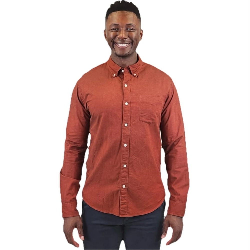 Bonobos Rust Slim Stretch Button Up Cotton Shirt Men’s Burnt Orange Size Small